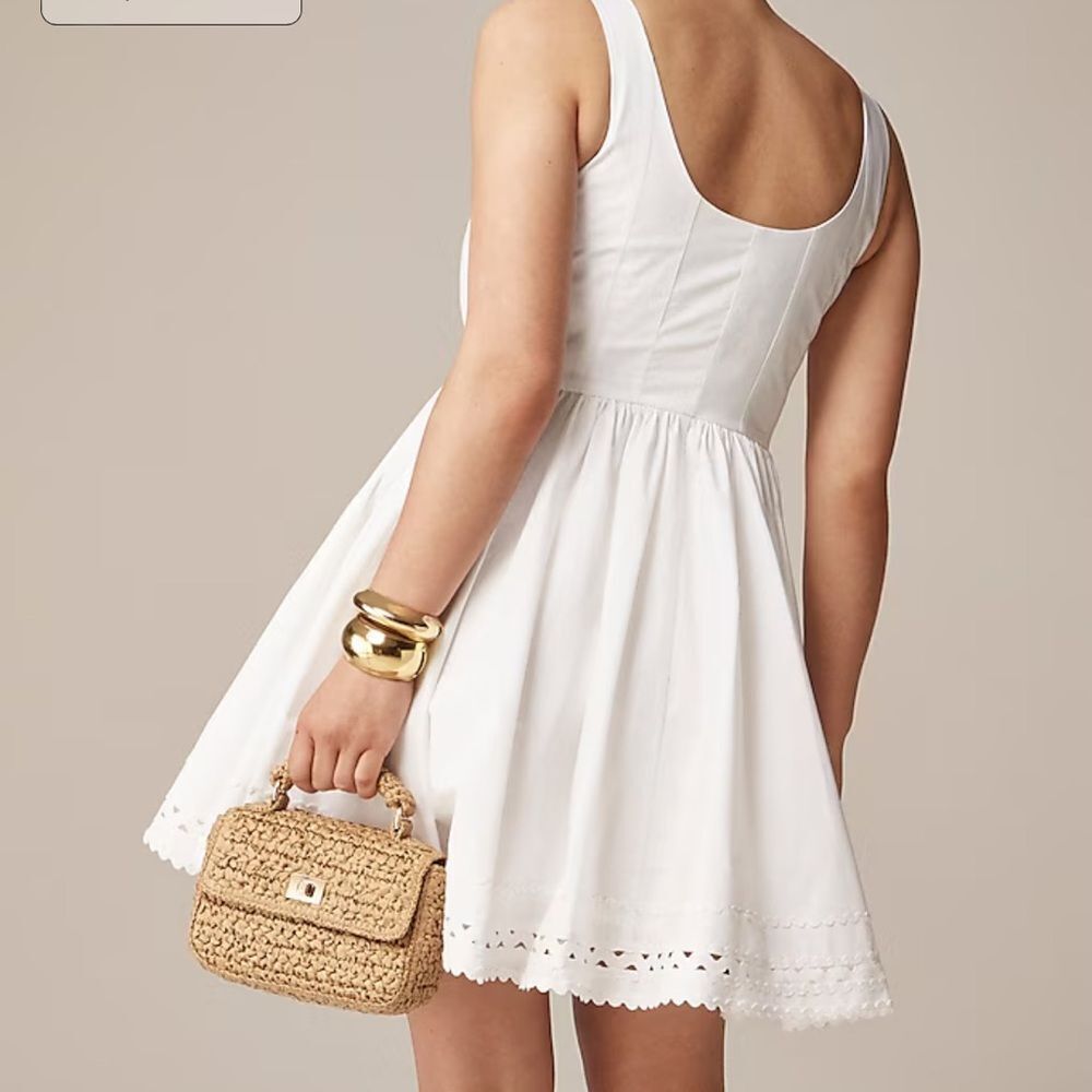 J. Crew White Eyelet Hem Mini Dress - Picture 3 of 6